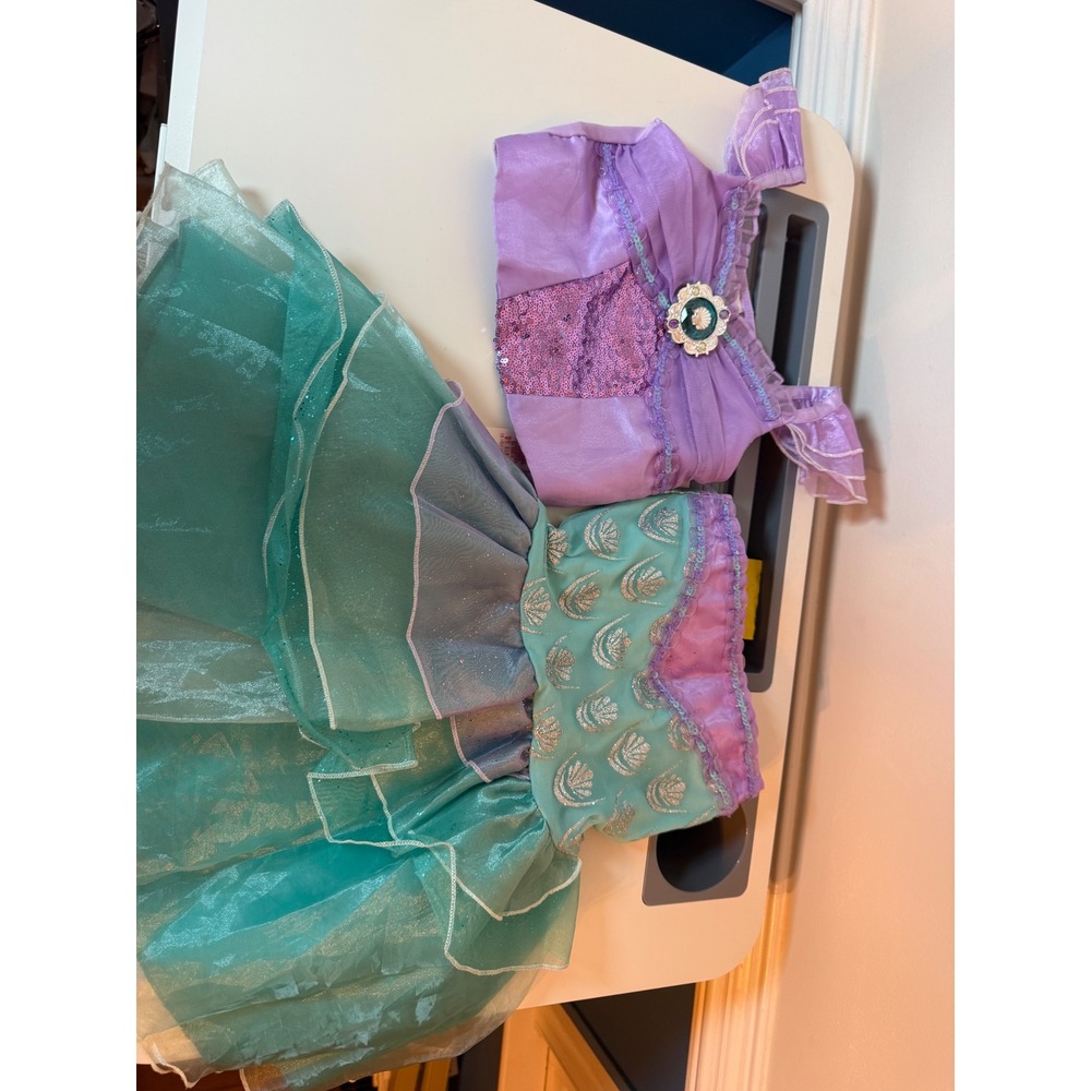 Disney Ariel Costume Kids Size 4 Purple Teal Mermaid 2 Piece Set Sequin Shell